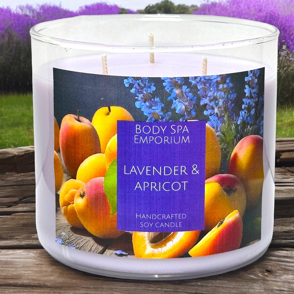 Lavender & Apricot 3 Wick Soy Candle