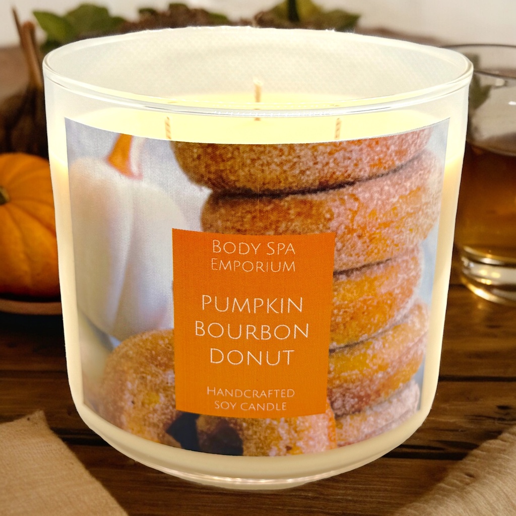 Pumpkin Bourbon Donut 3 Wick Soy Candle