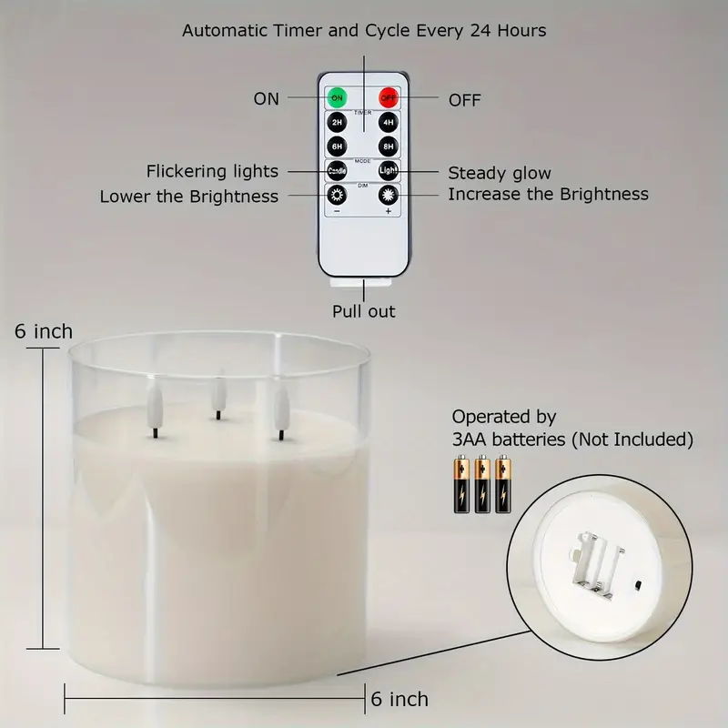 3 Wick Flameless Candle with Remote