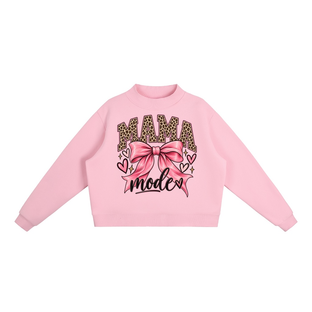 Moma Mode Essential Fleece Mock-Neck Crew Sweatshirt - Pink, S