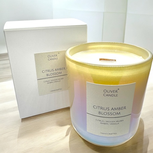 [810287] Citrus Amber Blossom Luxury Wooden Wick Candle