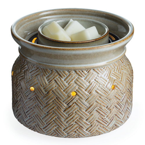 [803685] Basketweave Illuminaire Wax Melt Fan Fragrance Warmer